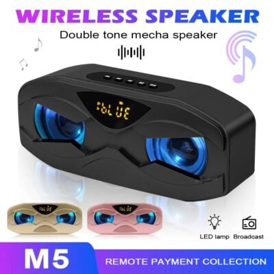 NEW M5 Portable Wireless Bluetooth-Compatible Speaker LED Rhythm Flash FM Radio Clock TF Card Super 6D Surround Sound Subwoofer